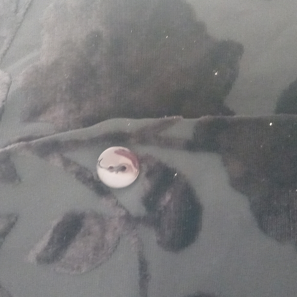 Black semi sheer blouse with velvet flowers - Picture 3 of 3